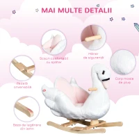 Homcom Balansoar Copii Lebada – Cu Muzica, Lemn & Metal 60×32×55 cm(m-6)