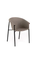 E-STYLO Sedia da pranzo in tessuto tortora con gambe in metallo nero, 58cm X 56cm H. 79cm.(m-1)