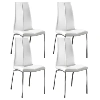 E-STYLO Sedia in similpelle bianco imbottito e gambe in metallo grigio , 43cm X 44cm H. 92cm.(m-1)