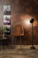 E-STYLO Sedia in similpelle marrone con gambe in metallo antracite, imbottita, 44cm X 50cm H. 84cm.(m-2)