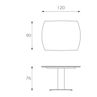 E-STYLO Tavolo allungabile con top bianco in vetro temperato  e base in metallo bianco, 90cm X 120/180cm H.76cm(m-3)