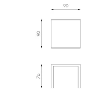 E-STYLO Tavolo allungabile con top in vetro temperato grigio e gambe in metallo grigio, 90cm X 90/163,5cm H.76cm(m-5)