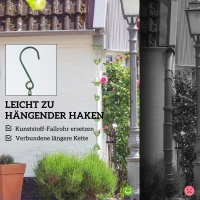 Outsunny 3er Set Regenkette 123cm Regenablaufkette aus Metall Ablaufkette mit befestigtem Aufhänger Vögeln Bell Grün(m-7)