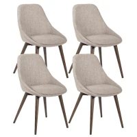 E-STYLO Set di 4 sedie da pranzo in tessuto marrone chiaro con gambe e struttura in massello di noce, 58cm X 49cm H.85cm(m-1)