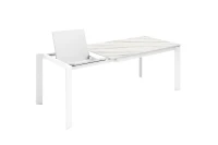 E-STYLO Tavolo allungabile con top in ceramica marmo bianco e base in metallo bianco, 90cm X 140/190cm H.76cm(m-3)