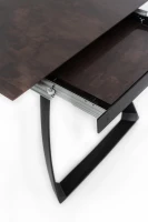 E-STYLO Tavolo allungabile con top marmo ruggine in HPL su MDF e gambe in metallo nero, 90cm X 170/270cm H.76cm(m-3)