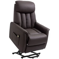HOMCOM Fauteuil électrique releveur fauteuil relax avec repose-pieds dossier inclinable télécommande poche latérale marron(m-11)