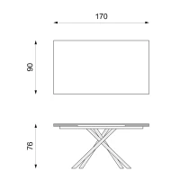 E-STYLO Tavolo allungabile con top marmo calacatta in HPL su MDF e gambe in alluminio bianco, 90cm X 170/270cm H. 76cm.(m-4)