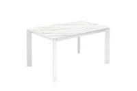 E-STYLO Tavolo allungabile con top in ceramica marmo bianco e base in metallo bianco, 90cm X 140/190cm H.76cm(m-1)