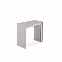 E-STYLO Consolle allungabile con top grigio in MDF laccato antigraffio e gambe grigio in MDF laccato antigraffio, 90cm X 42,5/302,5cm H.76cm(m-1)