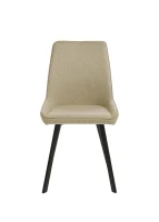 E-STYLO Sedia da pranzo in microfibra beige con gambe e struttura in metallo nero, 48cm X 60cm H. 87cm.(m-2)