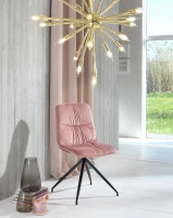 E-STYLO Set di 2 sedie in tessuto rosa antico con gambe in metallo nero, imbottita, 43cm X 38cm H.86.5cm(m-6)