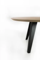 E-STYLO Tavolo fisso con top impiallaciato rovere naturale e gambe in metallo, Diam 130cm H. 76cm.(m-3)