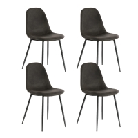 E-STYLO Set di 4 sedie in similpelle grigio vintage e gambe in metallo antracite, imbottita, 44cm X 50cm H.84cm