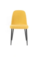 E-STYLO Sedia da pranzo in tessuto giallo e gambe in metallo nero, imbottita, 55cm X 46cm H. 85cm.(m-5)