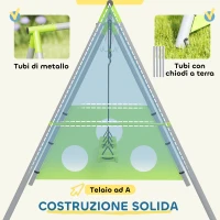 AIYAPLAY Gioco per Bambini 3 in 1 con Altalena da Giardino, Canestro e Porta da Calcio, 238x180x182 cm,, Verde e Grigio(m-6)