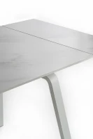E-STYLO Tavolo allungabile con top marmo bianco in ceramica e gambe in metallo bianco, 80cm X 140/200cm H.76cm(m-4)