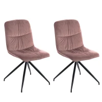 E-STYLO Set di 2 sedie in tessuto rosa antico con gambe in metallo nero, imbottita, 43cm X 38cm H.86.5cm(m-1)
