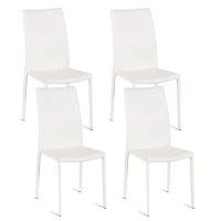 E-STYLO Sedia in similcuoio bianco e gambe rivestite in similcuoio bianco, impilabile, 42cm X 41cm H. 95cm.(m-1)