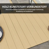Outsunny Sitzgruppe 7-teilig Metall Essgruppe für 6 Personen Esstisch mit Tisch 6 Stühlen Esszimmergruppe Naturholz+Schwarz(m-5)