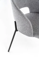 E-STYLO Set di 2 sedie in tessuto grigio chiaro con gambe in metallo antracite, imbottita, 52cm X 55.5cm H.78.5cm(m-6)