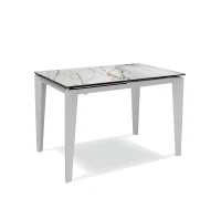E-STYLO Tavolo allungabile con top in ceramica marmo calacatta e vetro temperato, gambe in metallo antracite, 80cm X 120/170cm H. 76cm.(m-1)