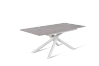 E-STYLO Tavolo allungabile con topmarmo antracite in melaminico e base in metallo bianco, 90cm X 140/190cm H.76cm(m-3)