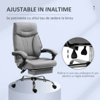 Vinsetto Scaun de Birou cu suport pentru picioare si Spatar Rabatabil 135° Gri(m-4)