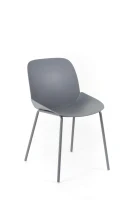 E-STYLO Set di quattro sedie da pranzo in polipropilene grigio scuro e gambe in metallo grigio scuro, 55cm X 46cm H.79cm(m-4)