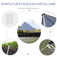 Outsunny Tenda da Sole Portatile 3x3 m, Tendalino Parasole Impermeabile per Campeggio, e Spiaggia, Bianco(m-5)