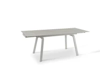 E-STYLO Tavolo allungabile con top marmo bianco in ceramica e gambe in metallo bianco, 80cm X 140/200cm H.76cm(m-3)
