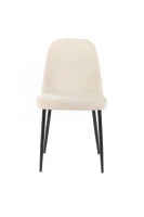 E-STYLO Sedia da pranzo in tessuto beige e gambe in metallo nero, imbottita, 55cm X 46cm H. 85cm.(m-6)