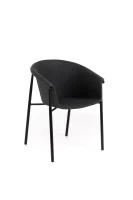 E-STYLO Sedia da pranzo in tessuto grigio scuro con gambe in metallo nero, 58cm X 56cm H. 79cm.(m-1)