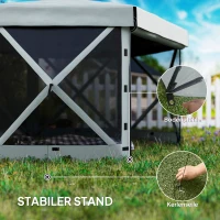 Outsunny Garten-Pavillon, Gartenzelt mit 5 Netzwänden und Tragetasche, wasserfest, UV-beständig, Partyzelt, Hellgrau(m-7)