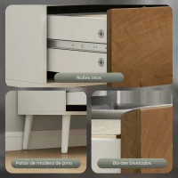 HOMCOM Estantería Bicolor con 4 Estantes Abiertos y 2 Cajones de Melamina con Patas de Pino 60x30x179cm Blanco y Madera Natural(m-6)