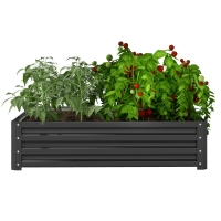 Outsunny Carré potager de jardin acier galvanisée 120 x 120 x 30 cm gris