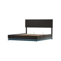Doppelbett mit Stauraum, 140x200 cm, höhenverstellbares Kopfteil, ohne Matratze, Dunkelgrau(m-1)