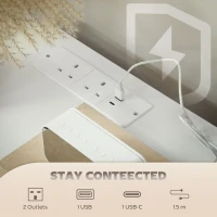 HOMCOM Boucle Chest of Drawers, 8 Fabric Drawers Storage Organiser with Charging Station, 2 USB and 2 AC Ports, Steel Frame, Fabric Dresser for Living Room, Bedroom, Hallway, Cream White(m-4)