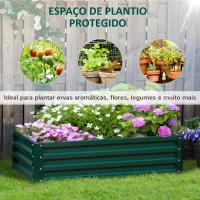 Outsunny Caixa de Plantio de Aço Galvanizado para Cultivar Plantas Flores Floreira Exterior Retangular com Fundo Aberto 120x60x30,5 cm Verde(m-6)