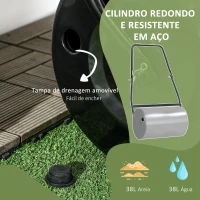 DURHAND Rolo de Jardim 38L de Aço preenchido com água ou Areia Φ32x50cm Cabo destacável(m-7)
