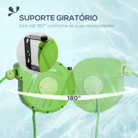 Outsunny Carrete para Mangueira 10m+1m Enrolador de Mangueira Montado na Parede Enrolador Automático 180º Giratório 35,5x11,x5x27,5cm Verde(m-4)