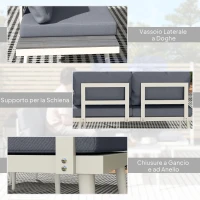 Outsunny Salotto da Giardino con 2 Divani con Cuscini, Schienale Regolabile a 5 Livelli e Tavolino a Doghe, Grigio(m-9)