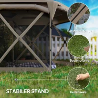Outsunny 3 x 3,5 Pop-up-Gartenzelt mit UPF30+ Schutz, Netzwände, Tragetasche, für Gartenpartys, Camping, Khaki(m-7)