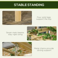 Outsunny schommelbank met pergola, 2-zits tuinschommel, massief hout, naturel(m-6)