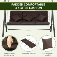 Outsunny Hollywood-schommel, voor 3 personen, verstelbaar zonnedak, tot 270 kg, bruin, 198 x 118 x 168 cm(m-7)