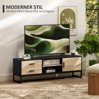 HOMCOM TV-Kast met Deur, 2 Laden, Open Vakken, Verstelbare Plank, Zwart(m-4)