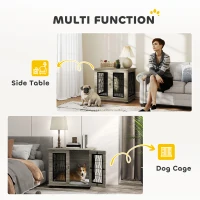 PawHut Indoor Dog Crate Furniture End Table with Soft Washable Cushion, Lockable Front Door, for Medium Dogs - Black(m-5)