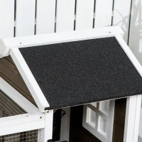 PawHut Conigliera in Legno da Interno ed Esterno con Ruote, Casetta, Tetto Apribile e Vassoio, Marrone(m-9)