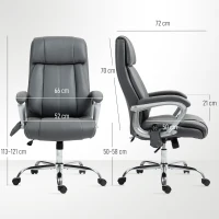 HOMCOM Sedia da Ufficio Massaggiante a 6 Punti e Inclinabile, in pelle PU e Acciaio, 66x72x113-121 cm, Grigio Carbone(m-3)