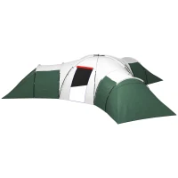 Outsunny Campingzelt für 6-9 Personen, 4 Räume, Vorzelt, wasserdicht, 615x 615x225cm, Grün(m-1)